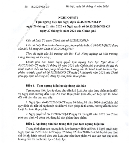 Tạm ngưng hiệu lực Nghị định 46/2026/NĐ-CP và Nghị quyết 66.13/2026/NQ-CP của Chính phủ